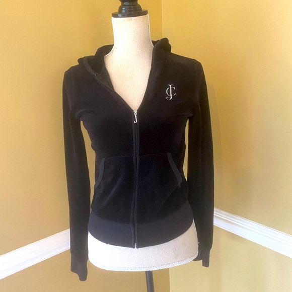 Juicy Couture Tops - Juicy Couture Black Velour Zip Up